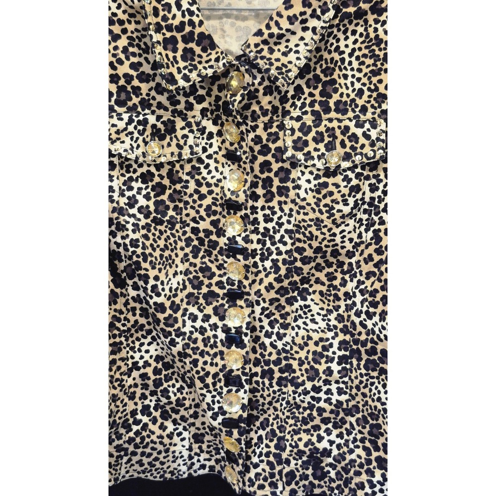 π RHINESTONE PREDATOR π€β¨ Leopard Rhinestone Embellished Statement Jacket LP - Picture 4 of 12